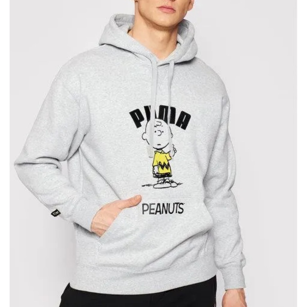 Puma Peanuts Hoodie Hooded Sweatshirt Collab Heather Gray